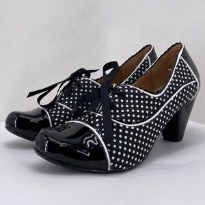 Chelsea Crew black & white polka dot heels